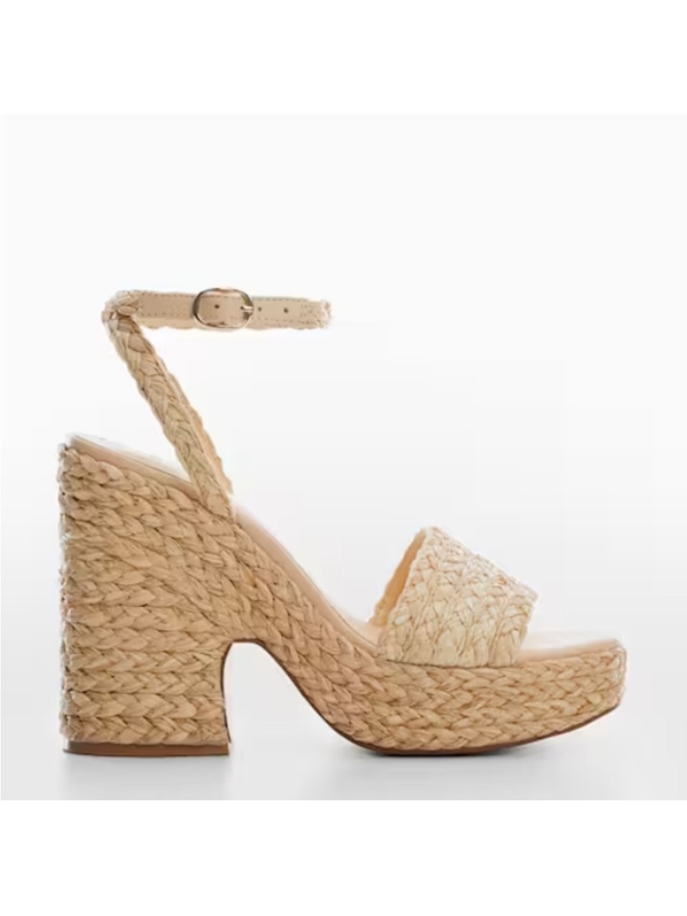 Mango Raffia Platform Heels 38 - Picture 2 of 9